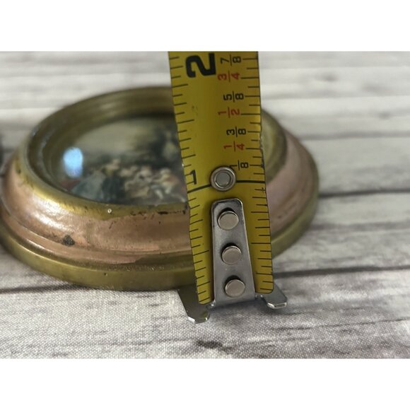 VTG Pair Italian Art Print Oval Frame Action Pink Green Handcraft Italy Florence - Picture 10 of 11